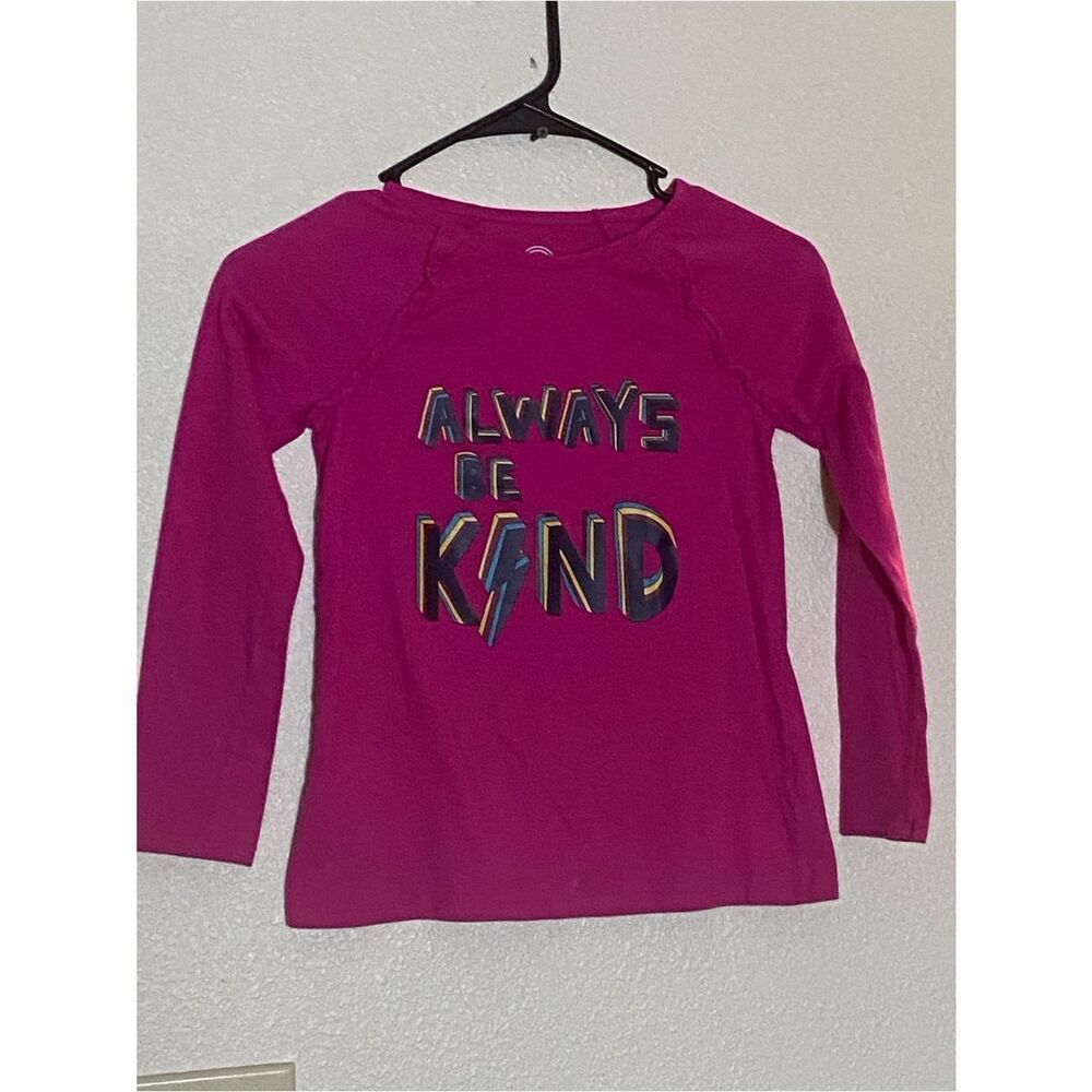 wonder nation Bright Pink Long Sleeve Tee with 'Always Be Kind' Rainbow Graphic7